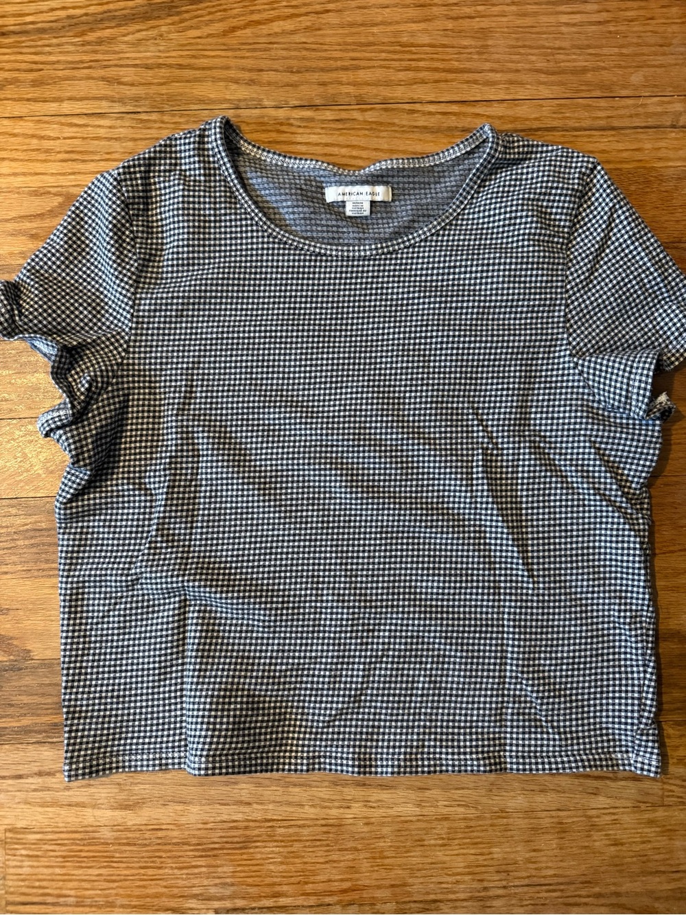 American Eagle Outfitters Black & White Gingham Short Sleeve Tee